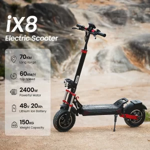 iScooter iX8 Elektroroller 12" Reifen Dual 1200W Motoren 48V 20AH Batterie