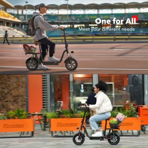 iScooter i12 Elektroroller mit Korb, 12-Zoll-Reifen, 500 W, 36 V, 7,5 Ah Batterie