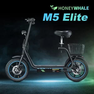 Honey Whale M5 Elite Elektroroller mit Sitz, 14-Zoll-Reifen, 500 W, 48 V, 13 Ah Akku